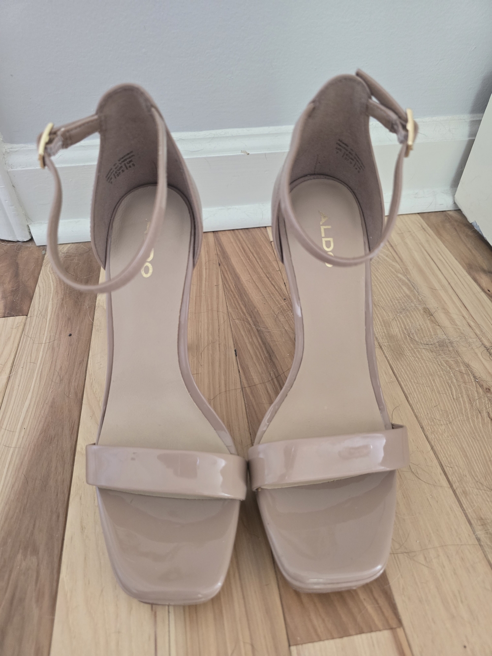 ALDO Nude Patent Ankle-Strap Heels